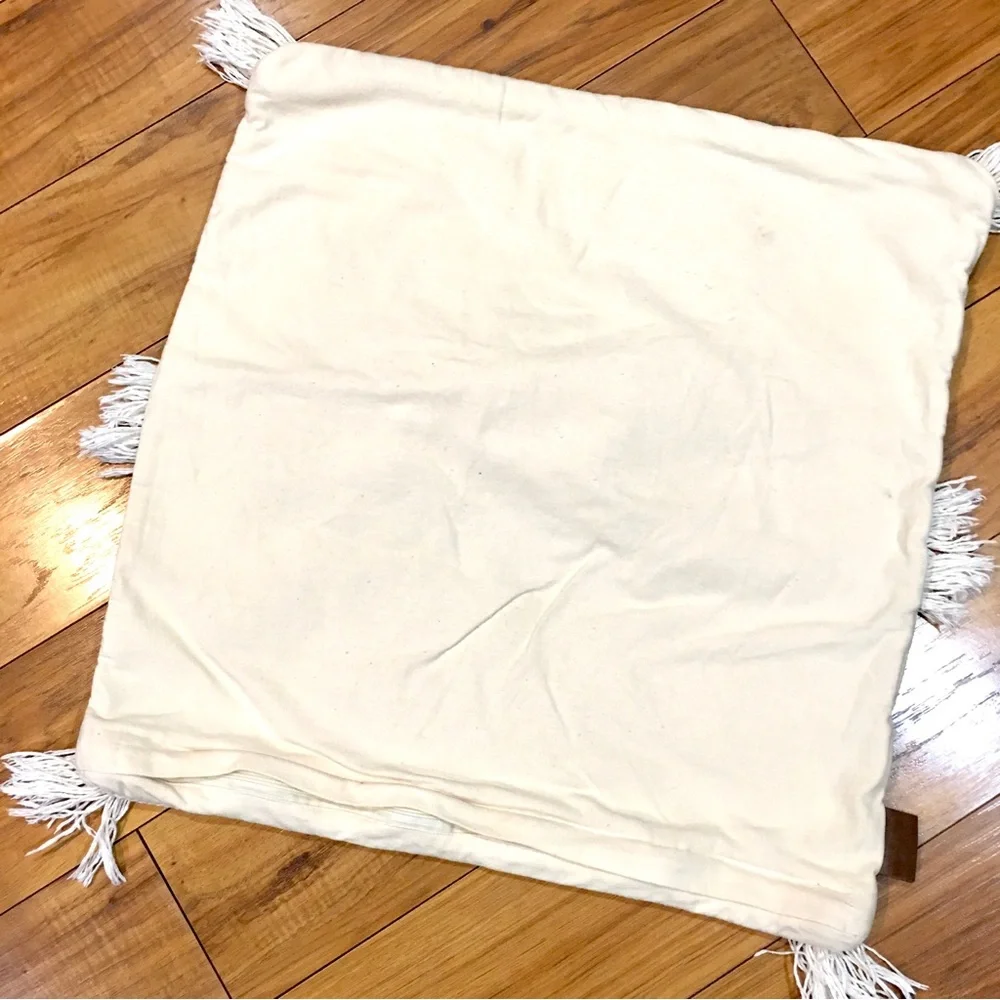 UGG boho tassel chunky knit square pillow case pillow cover ivory